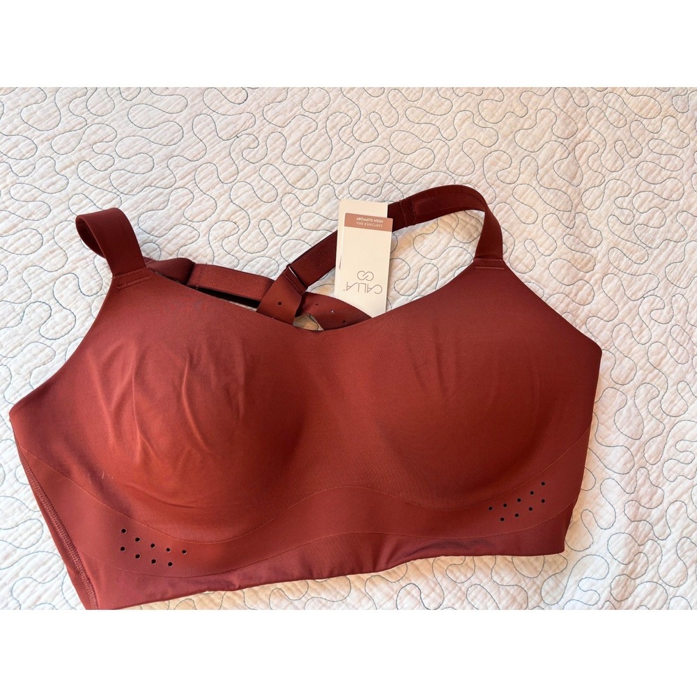 CALIA Empower High Support Sports Bra 40DD Red Brown Adjustable Straps